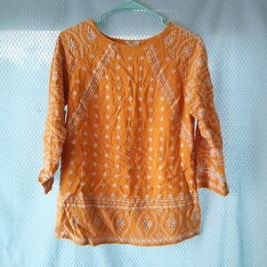 Sundance Mustard Yellow Pullover Embroidered Long Sleeve Top Sz M